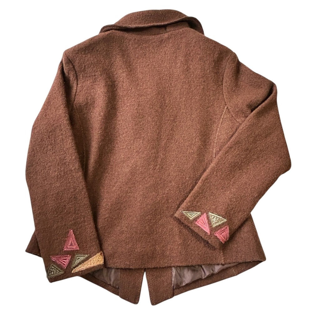 Carson Boiled Wool Jacket Brown Embroidered Art To Wear Coat Women's‎ M Canada - Picture 3 of 10